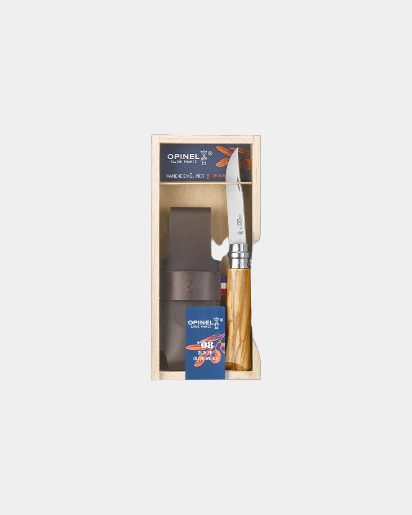 Zakmes olijfhout Opinel N°08 met etui om te personaliseren - Beige
