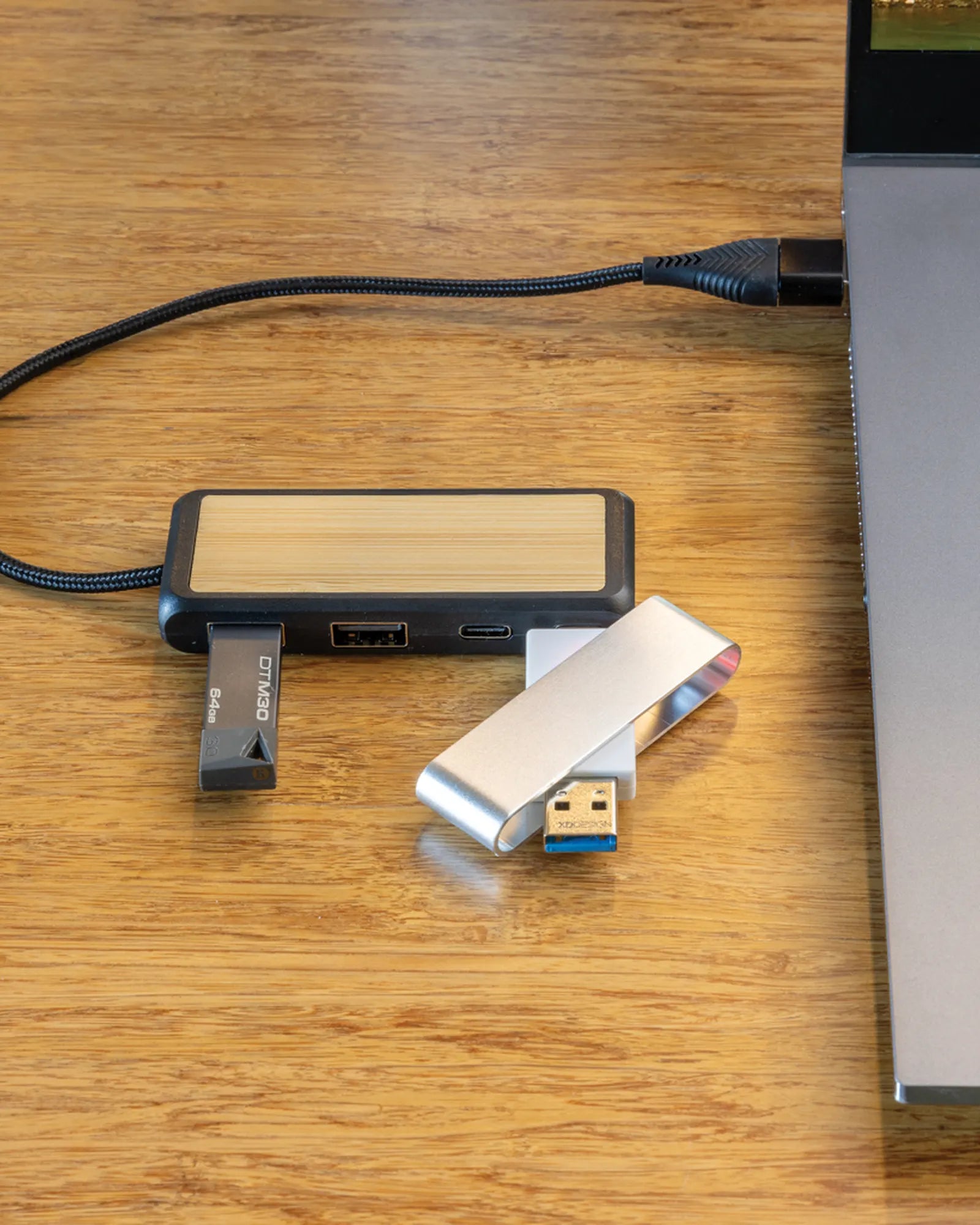 USB-hub gerecycled ABS en bamboe Link om te personaliseren - 2