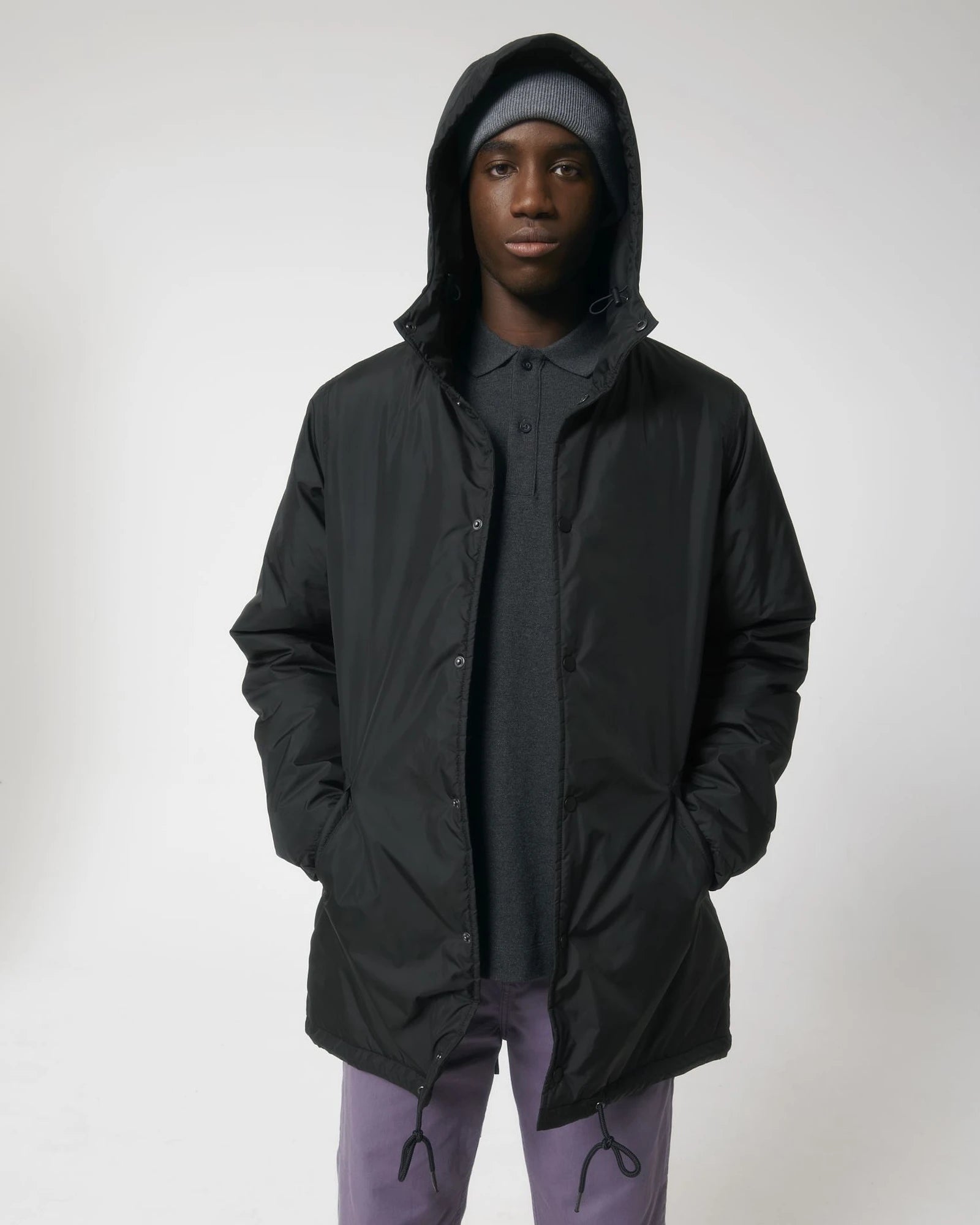 Parka gerecycled polyester om te personaliseren - Zwart