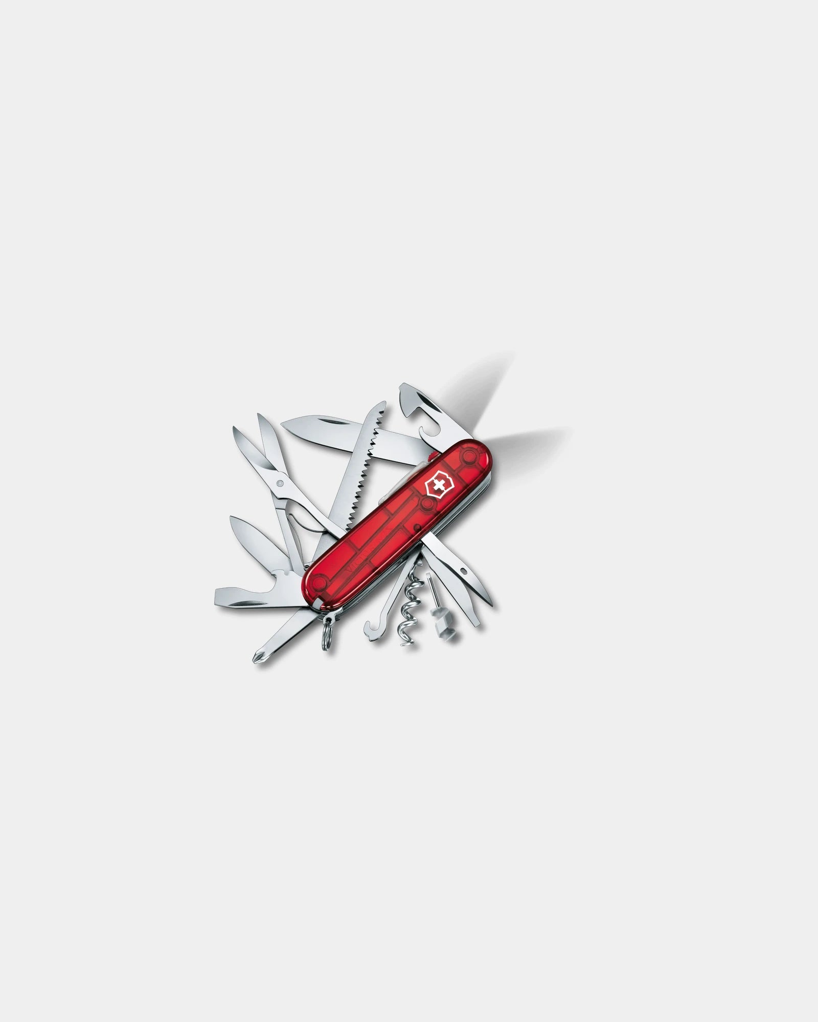 Multitool Huntsman Lite met lamp om te personaliseren - Transparant rood