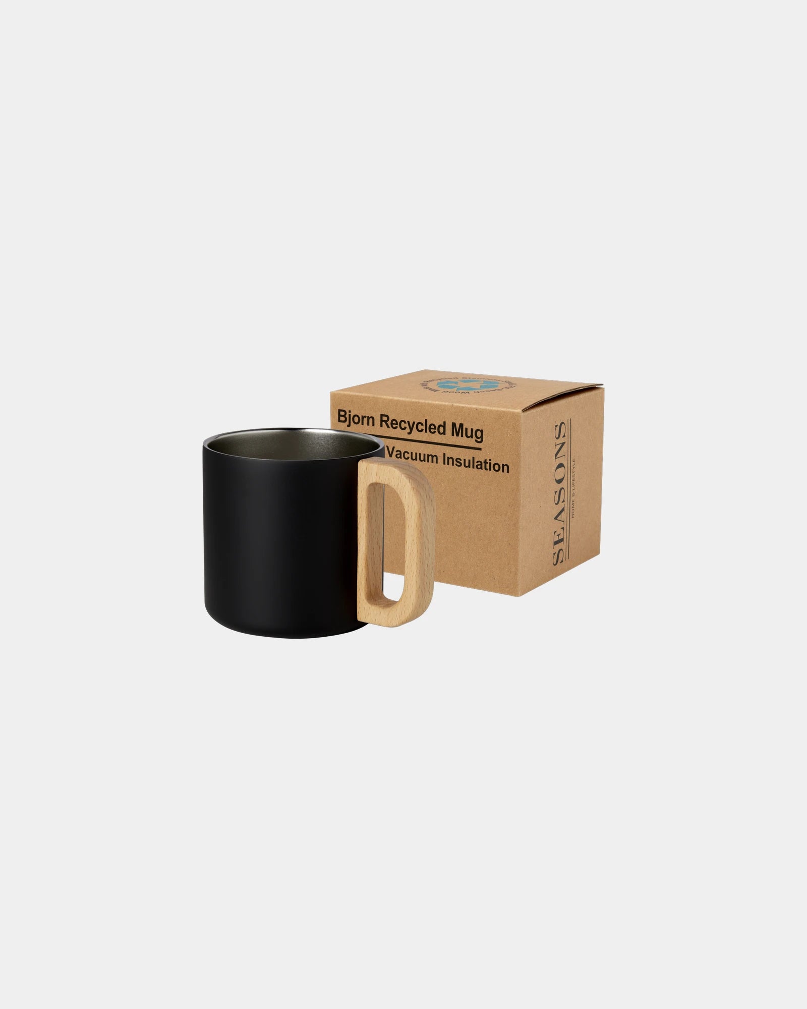 Thermosbeker gerecycled rvs 360ml om te personaliseren - Zwart