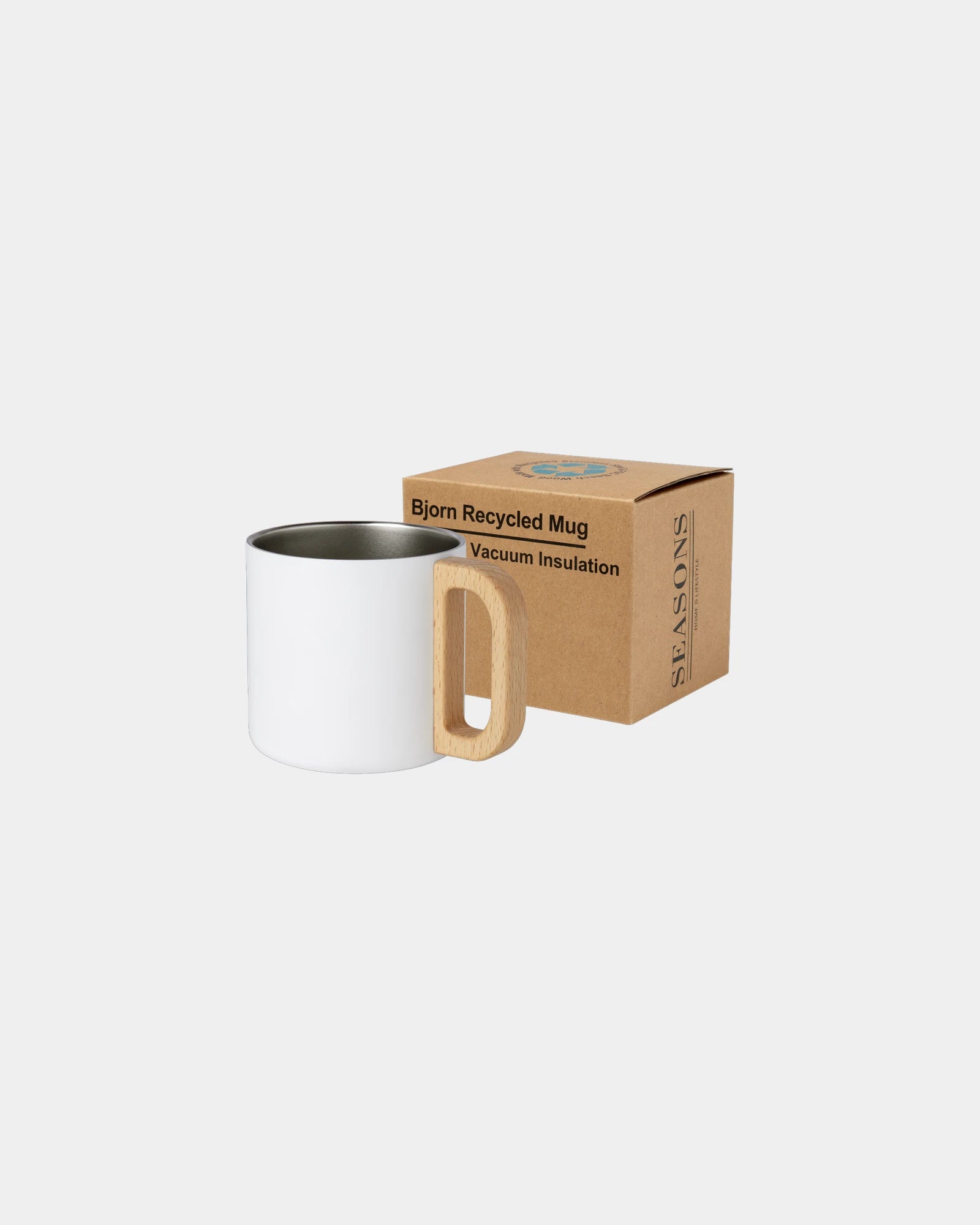 Thermosbeker gerecycled rvs 360ml om te personaliseren - Wit