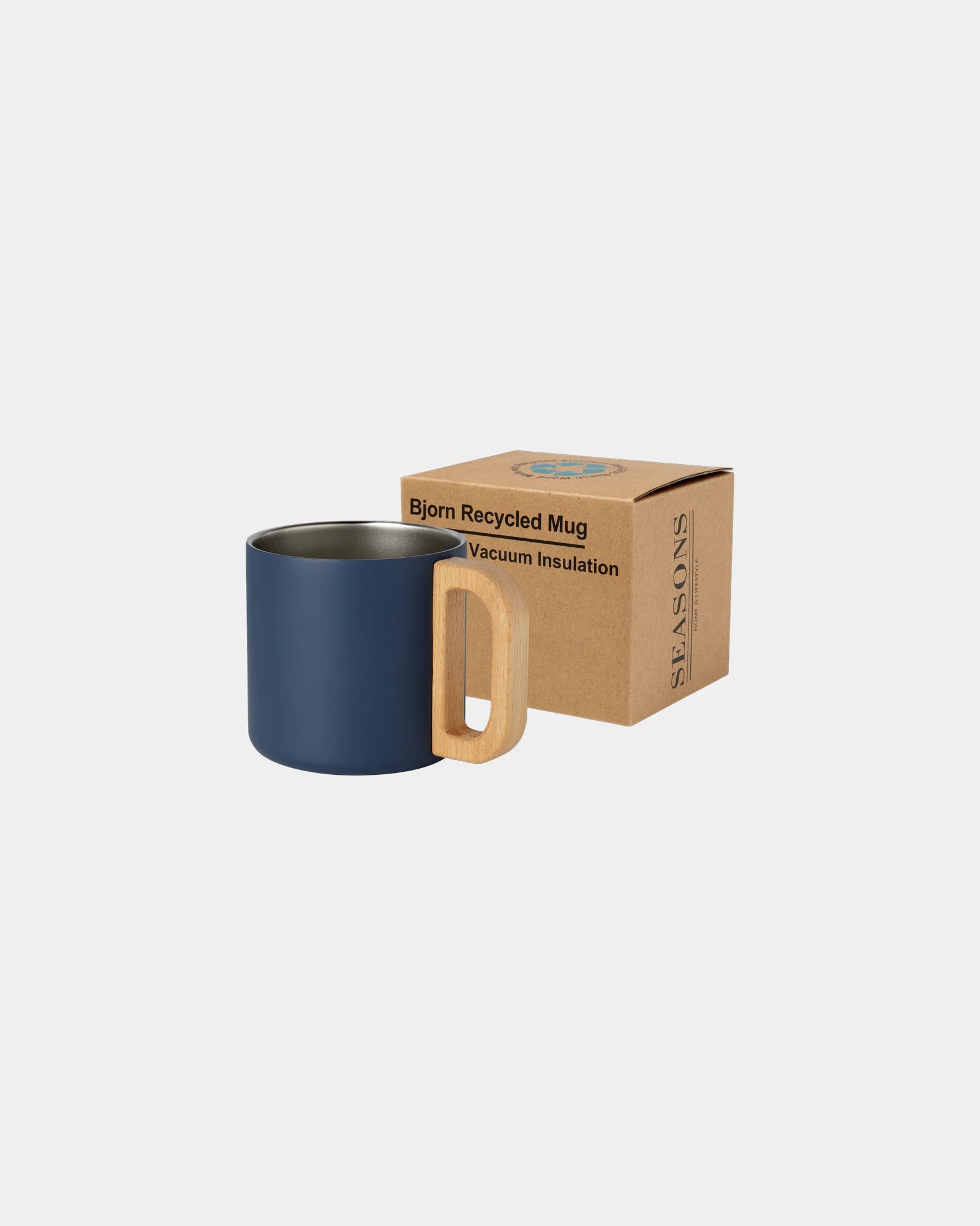 Thermosbeker gerecycled rvs 360ml om te personaliseren - Donkerblauw