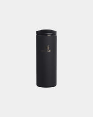 Reisbeker gerecycled rvs 350ml Transit om te personaliseren - Zwart