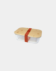 Lunchbox glas bamboe deksel 1000ml om te personaliseren - Baksteenrood