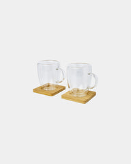 Glazenset dubbelwandig glas met bamboe om te personaliseren - 4