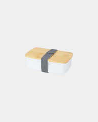 Lunchbox gerecycled plastic bamboe om te personaliseren - Wit
