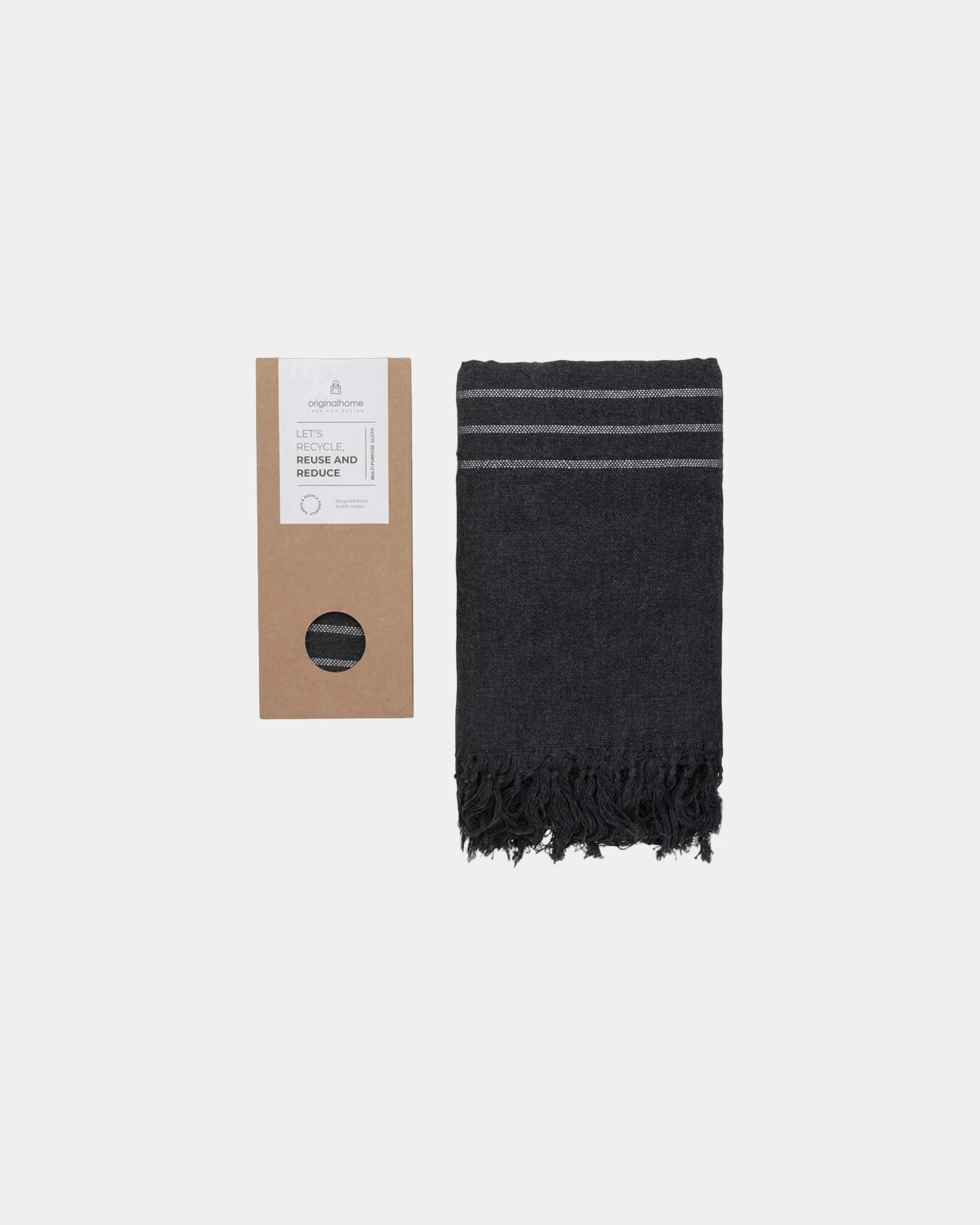Doek gerecycled katoen 85x175cm om te personaliseren - Zwart