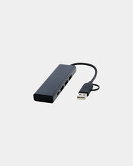 USB-hub gerecycled aluminium RCS om te personaliseren - Zwart