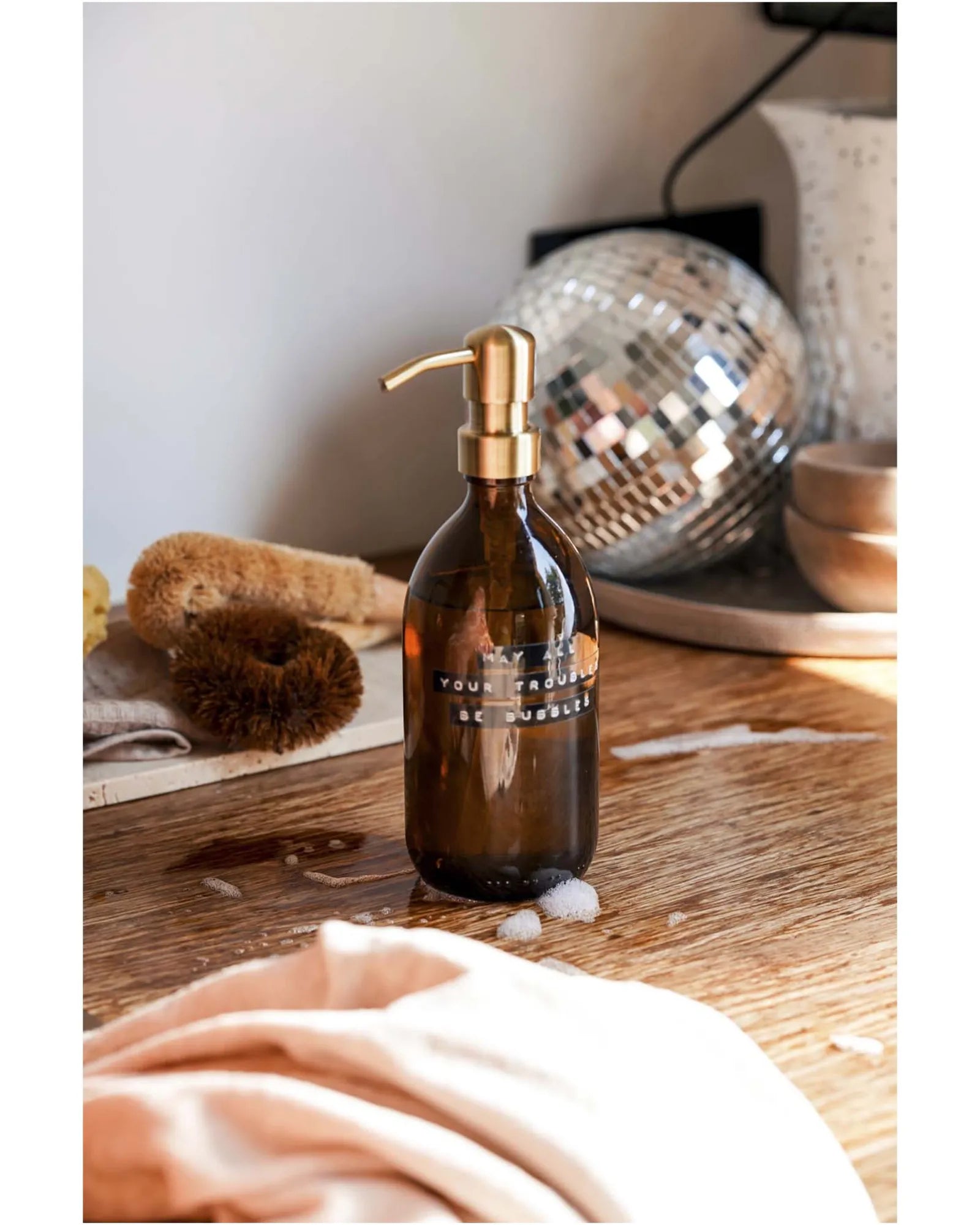 Zeepdispenser glas 500ml bamboe geur om te personaliseren - 5