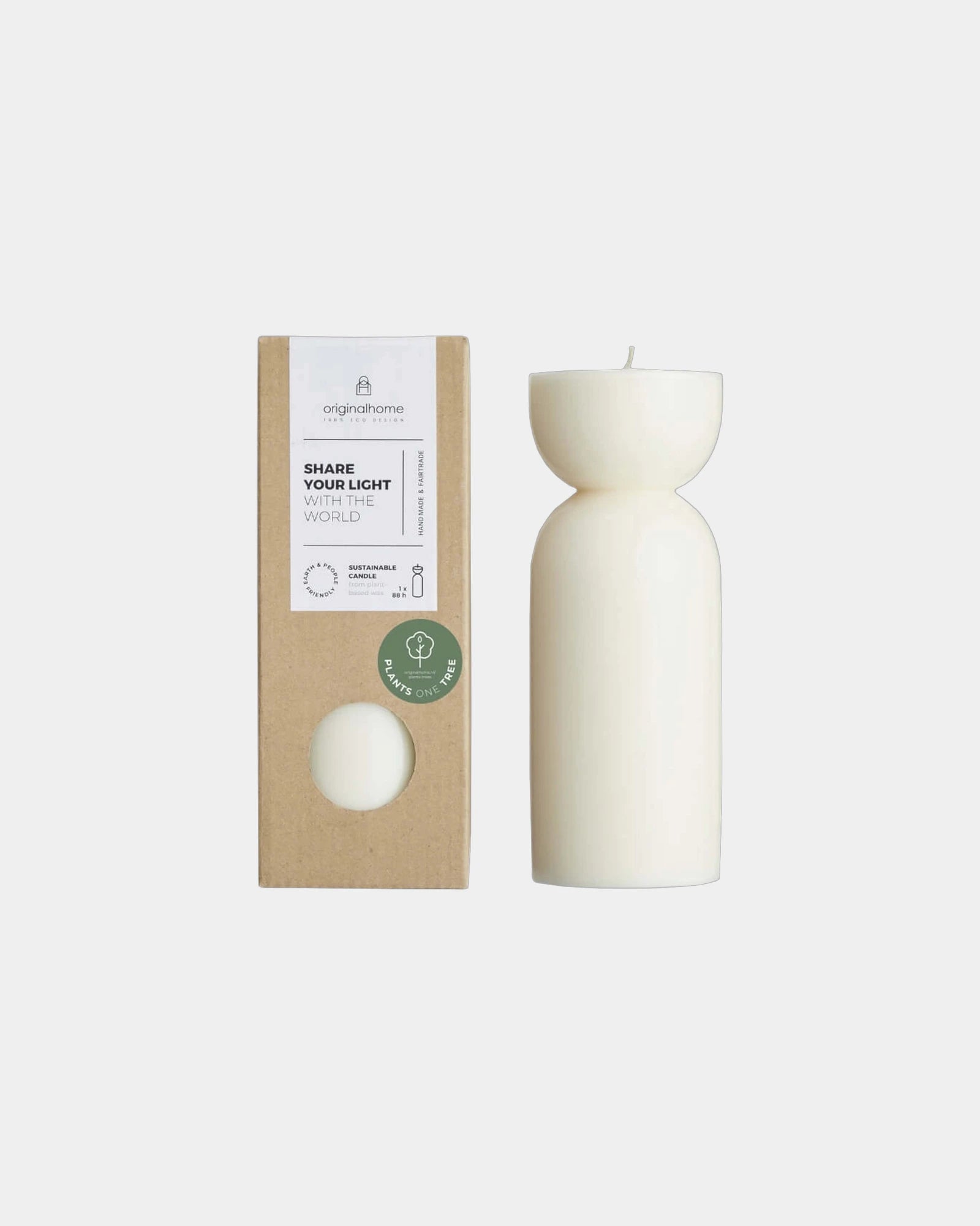 Kaars bio plantaardige wax 20x7,5 cm om te personaliseren - Gebroken wit