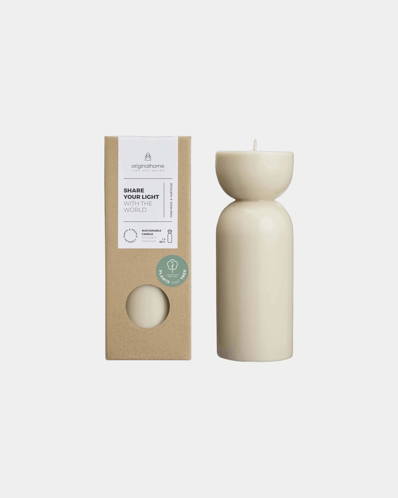 Kaars bio plantaardige wax 20x7,5 cm om te personaliseren - Beige