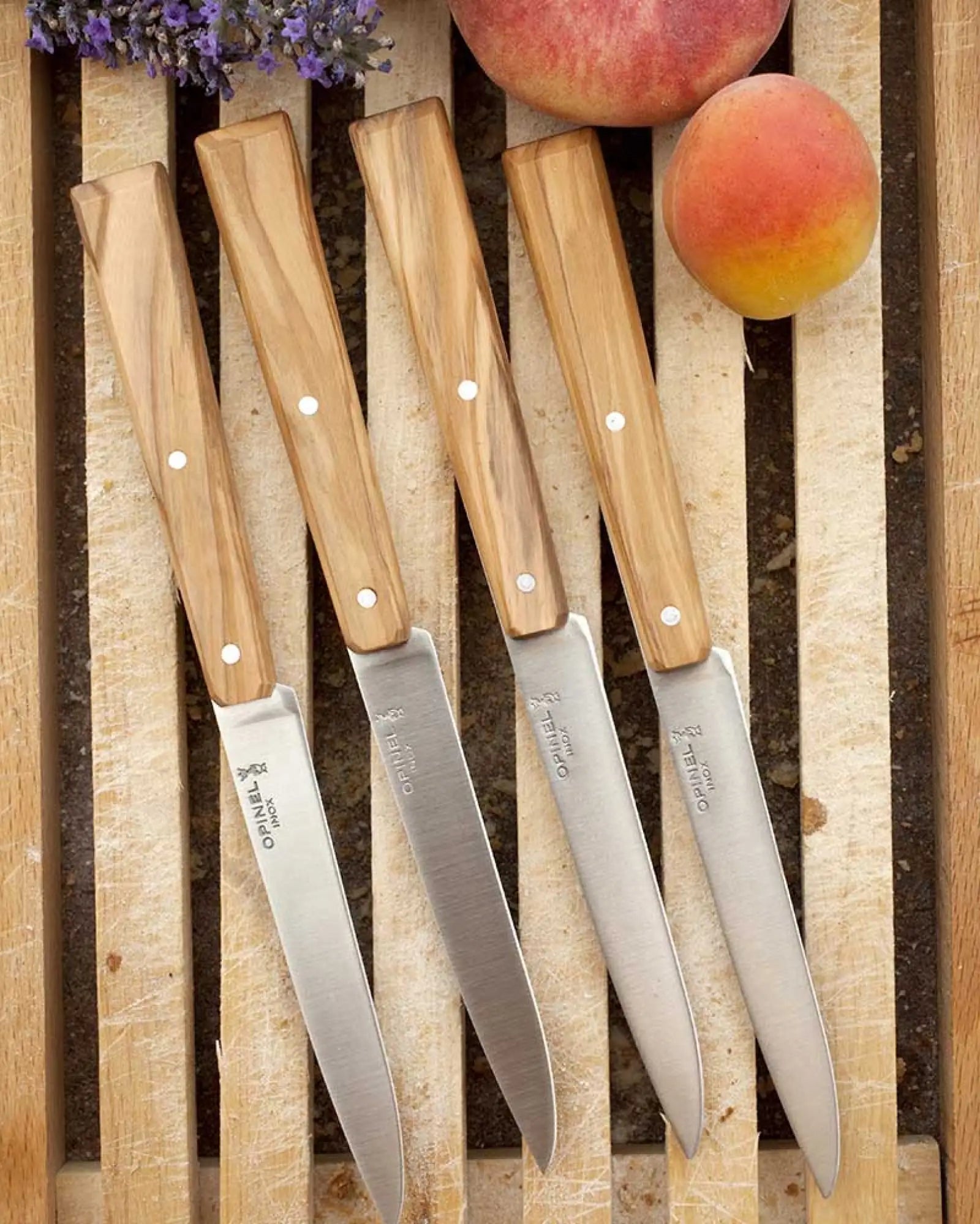 Messenset olijfhout Opinel Bon Appétit om te personaliseren - 3