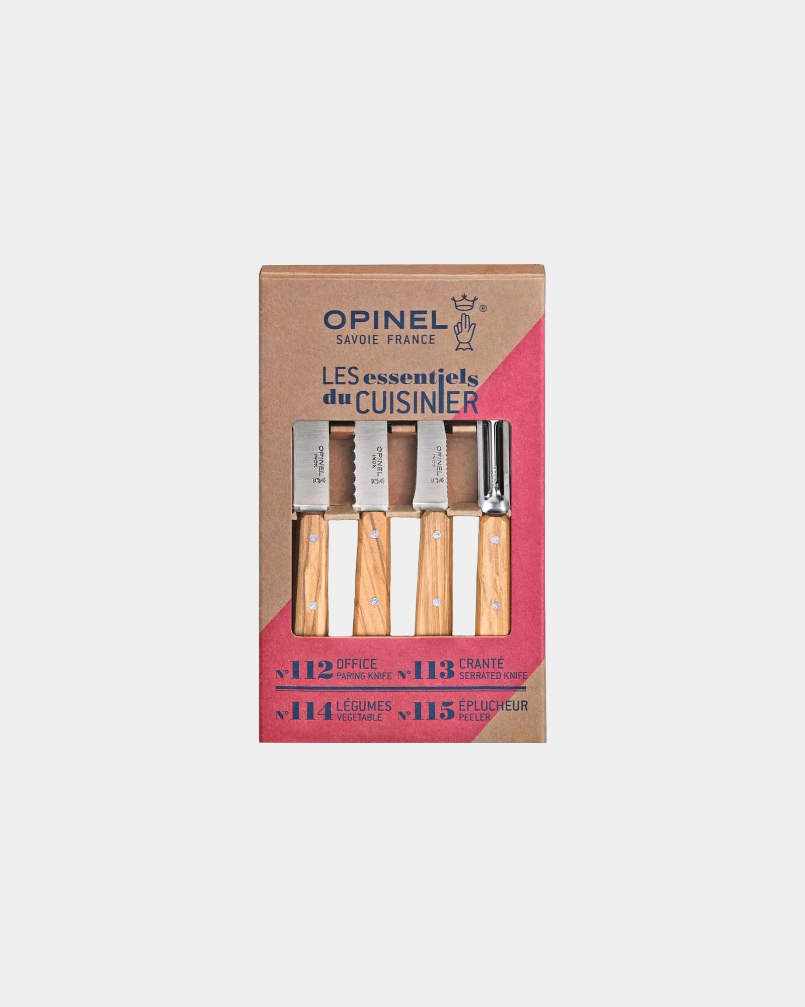 Messenset olijfhout Opinel Essentiels om te personaliseren - Beige