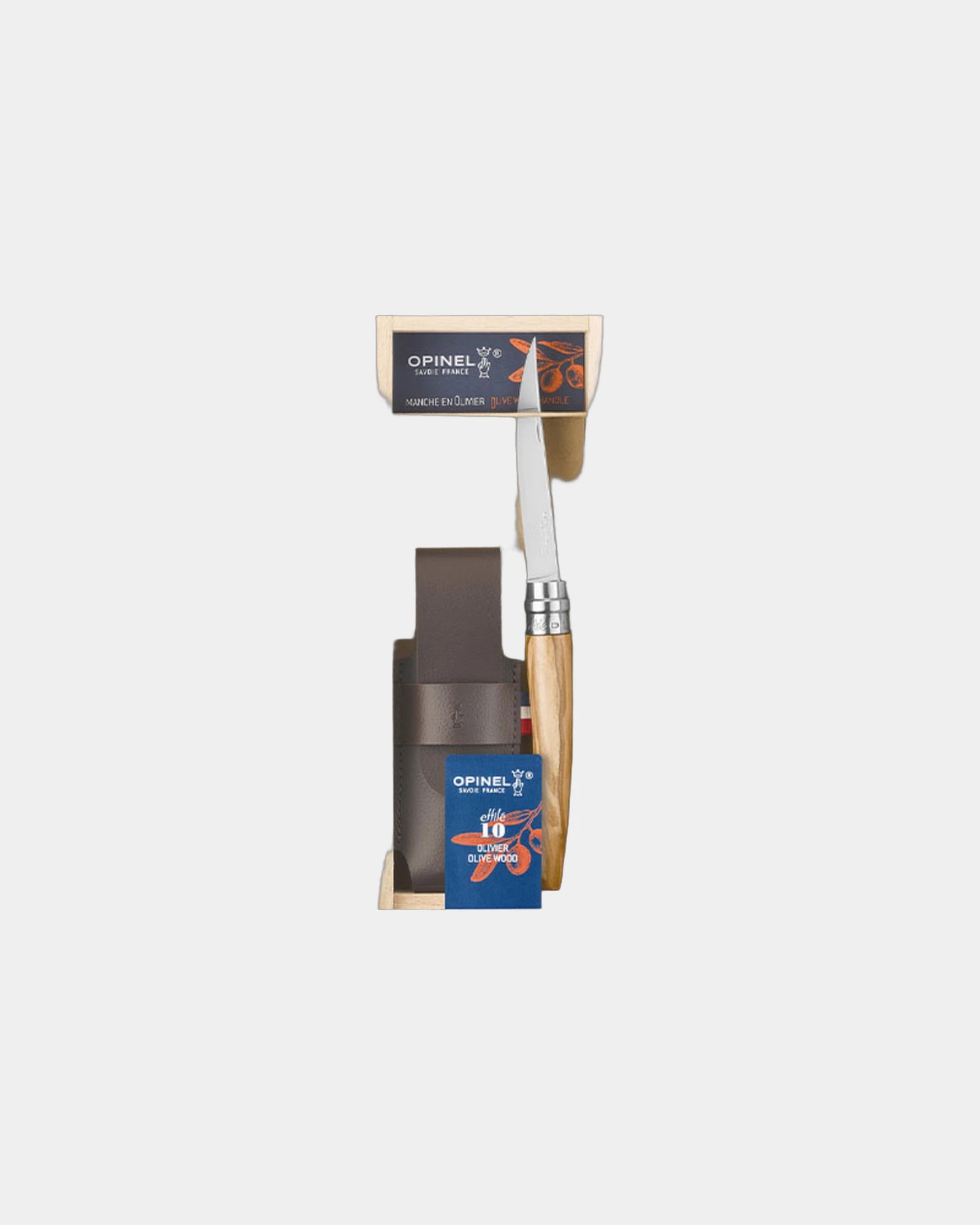 Zakmes Opinel N°10 met olijfhout etui om te personaliseren - Beige