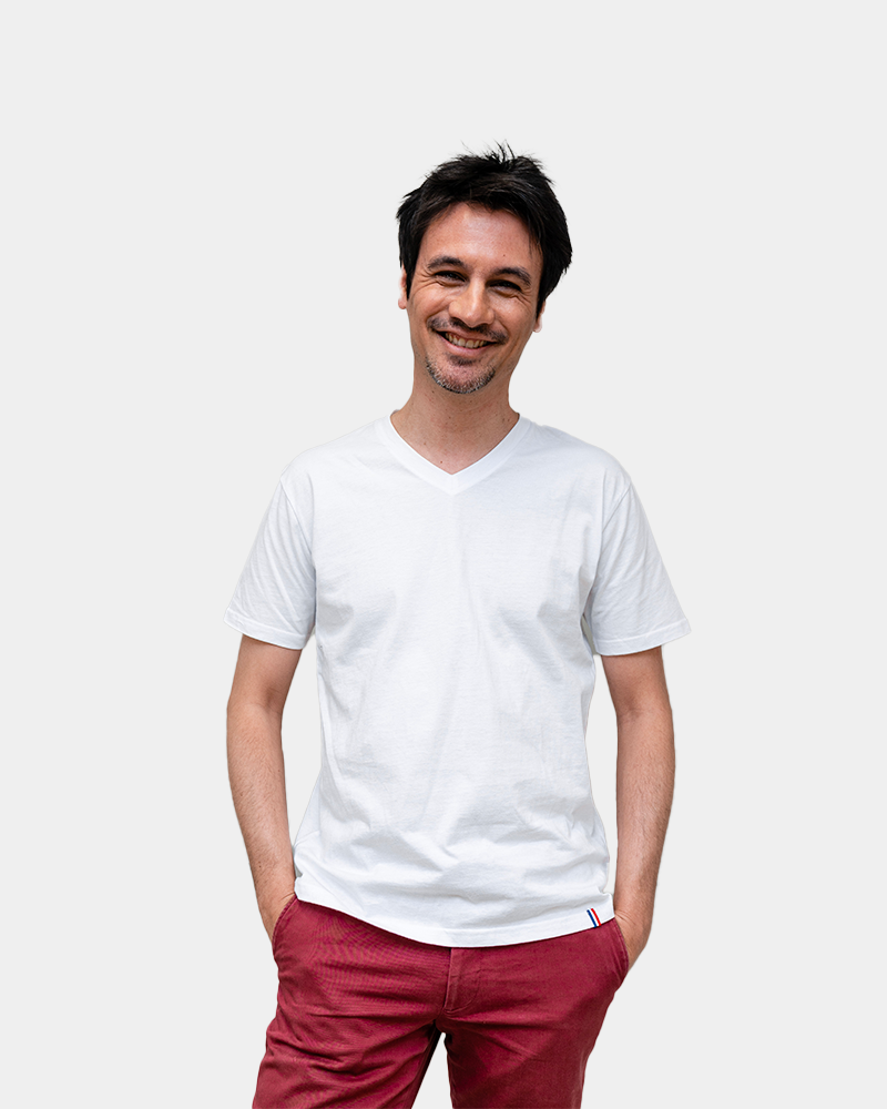 HerenT-shirt V-hals Made in France om te personaliseren - 8