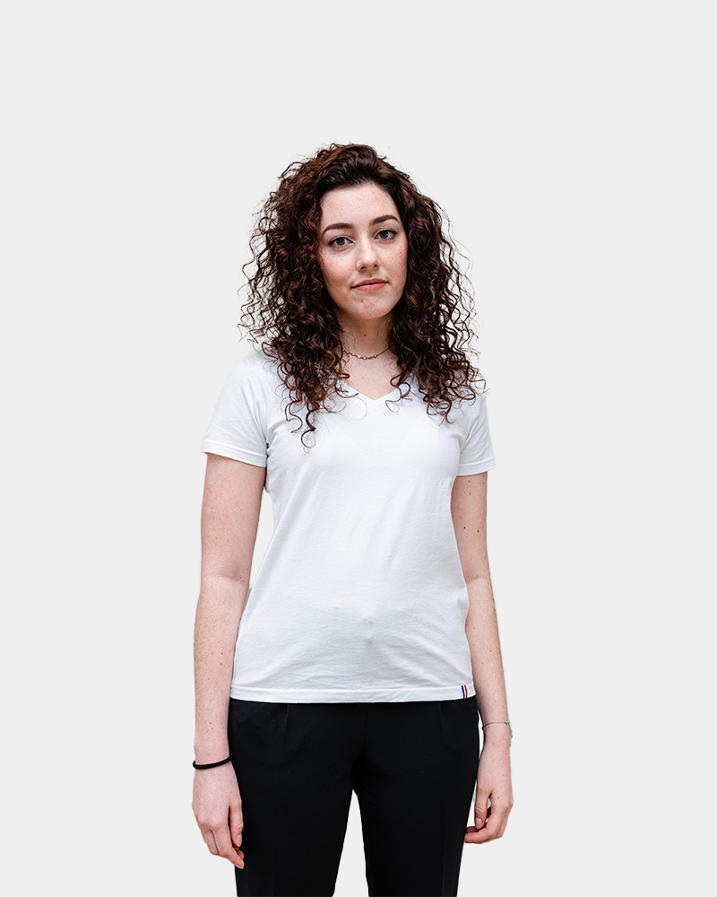 DamesT-shirt V-hals Made in France om te personaliseren