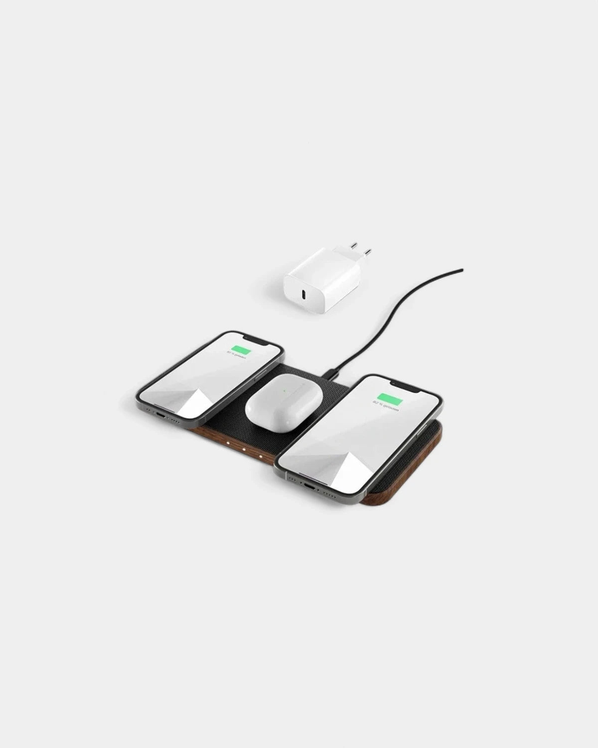 Personaliseerbaar houten draadloos oplaadstation