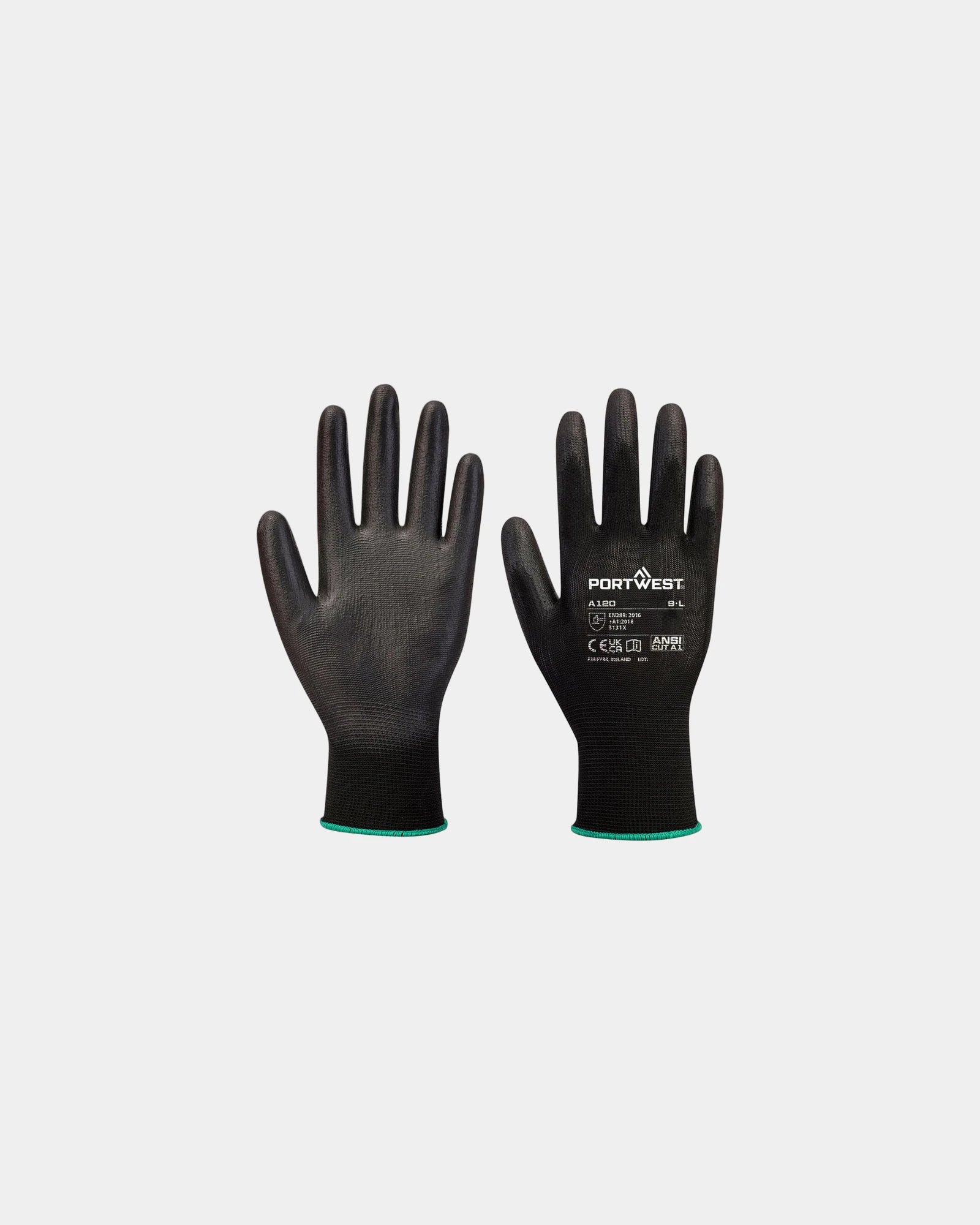 Werkhandschoen PU-coating polyester om te personaliseren - Zwart-Hemelsblauw