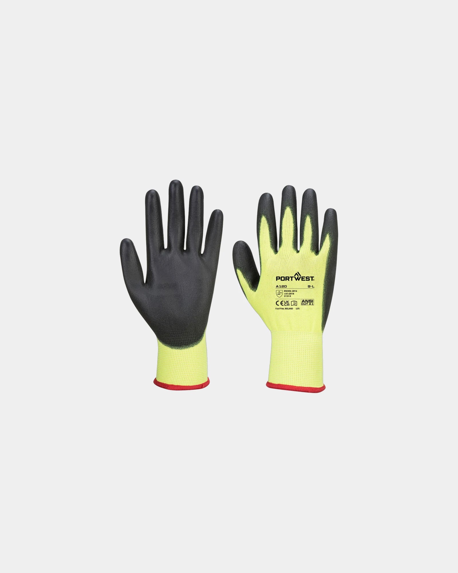 Werkhandschoen PU-coating polyester om te personaliseren - Geel-Zwart