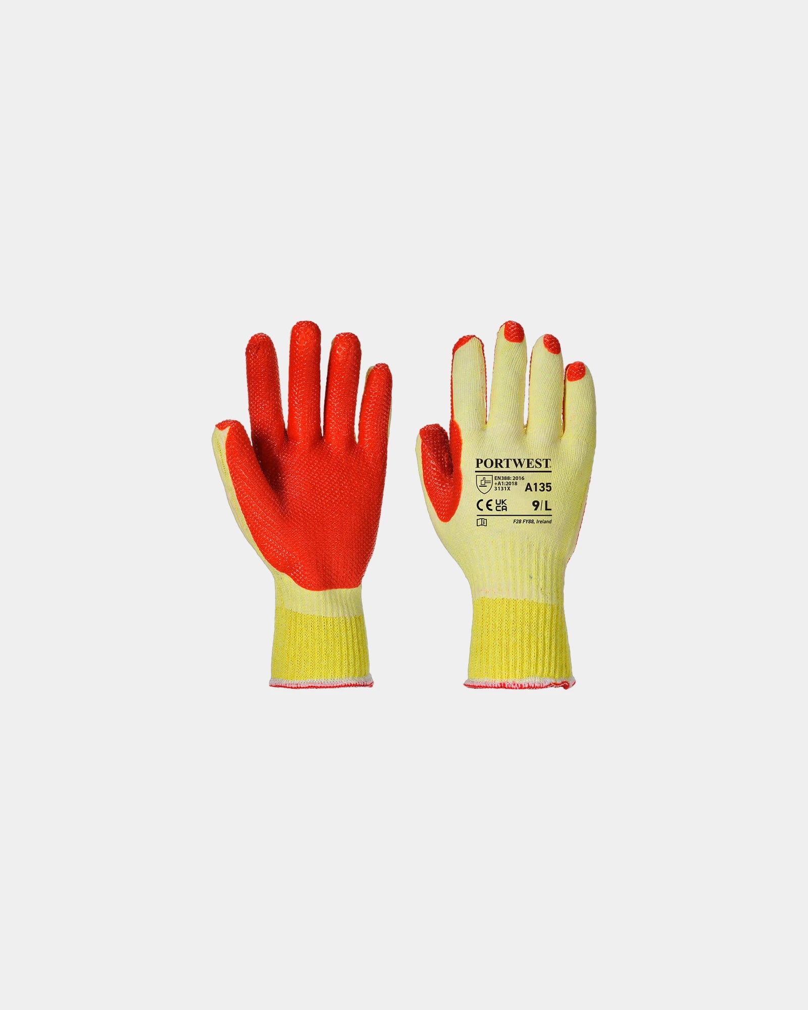 Werkhandschoenen polycoton latex grip om te personaliseren - Geel-Zwart