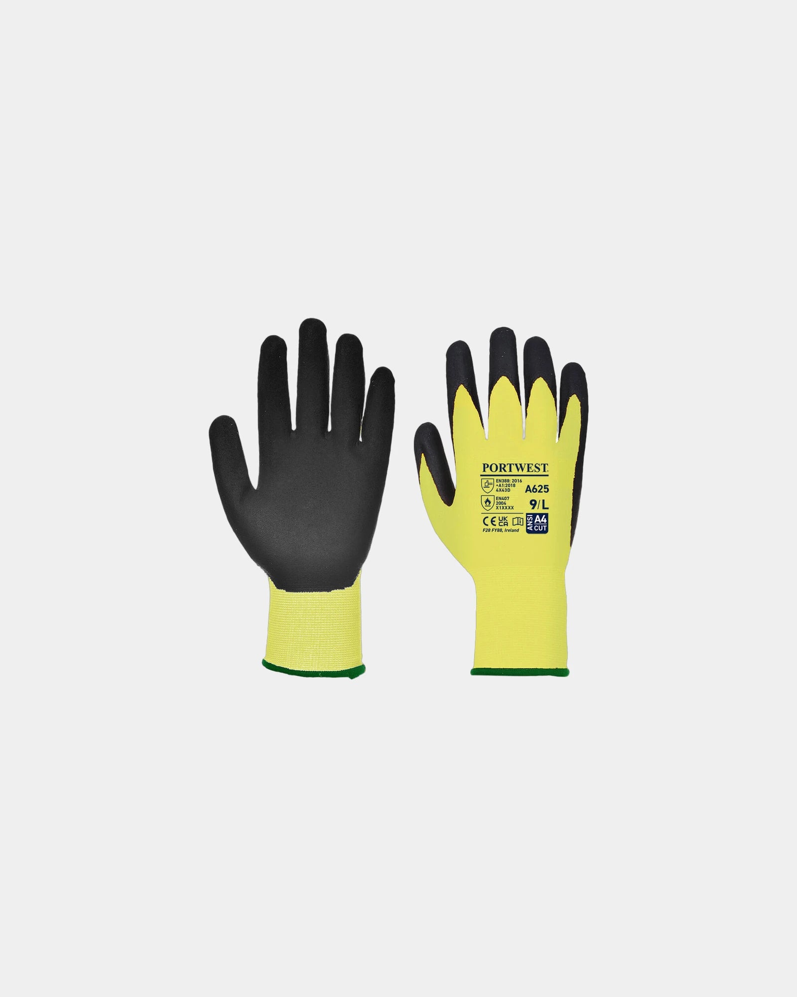 Snijbestendige handschoen PU HPPE fluo om te personaliseren - Geel-Zwart