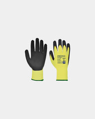 Snijbestendige handschoen PU HPPE fluo om te personaliseren - Geel-Zwart