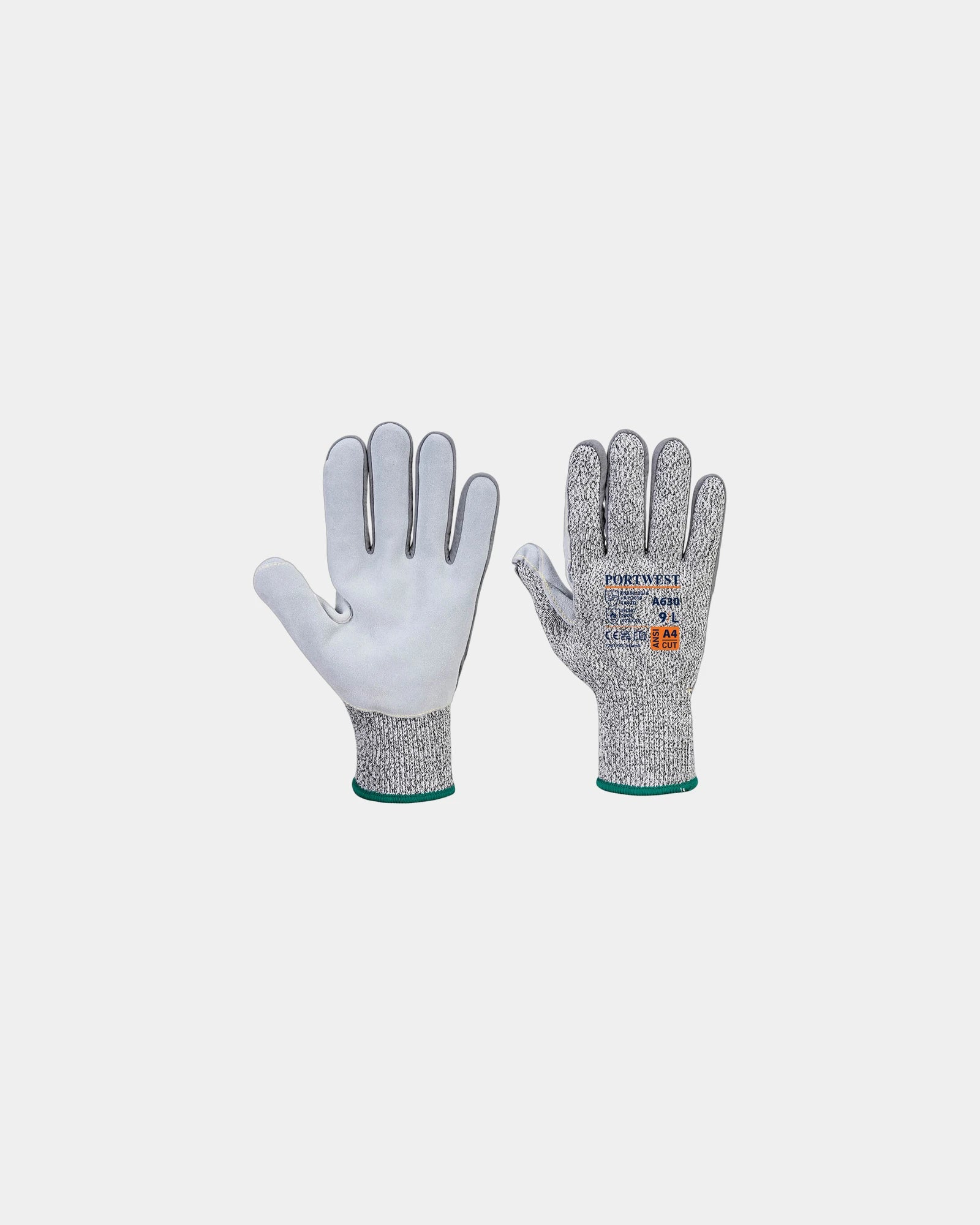 Snijwerende handschoen leren grip 250°C om te personaliseren - Grijs