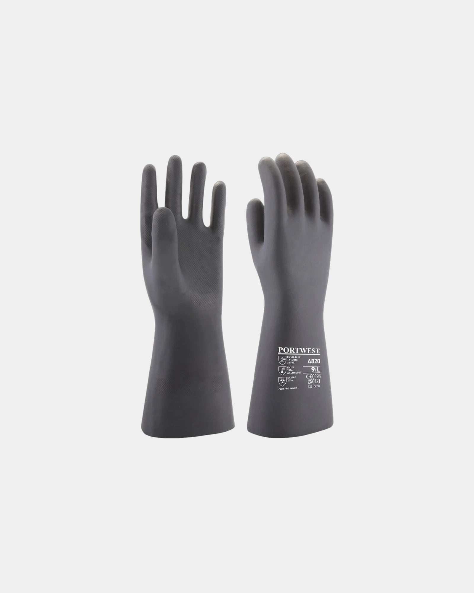 Chemische handschoen neopreen 38 cm om te personaliseren - Zwart-Hemelsblauw