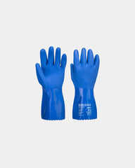 Chemische handschoen PVC gezandstraald om te personaliseren - Blauw