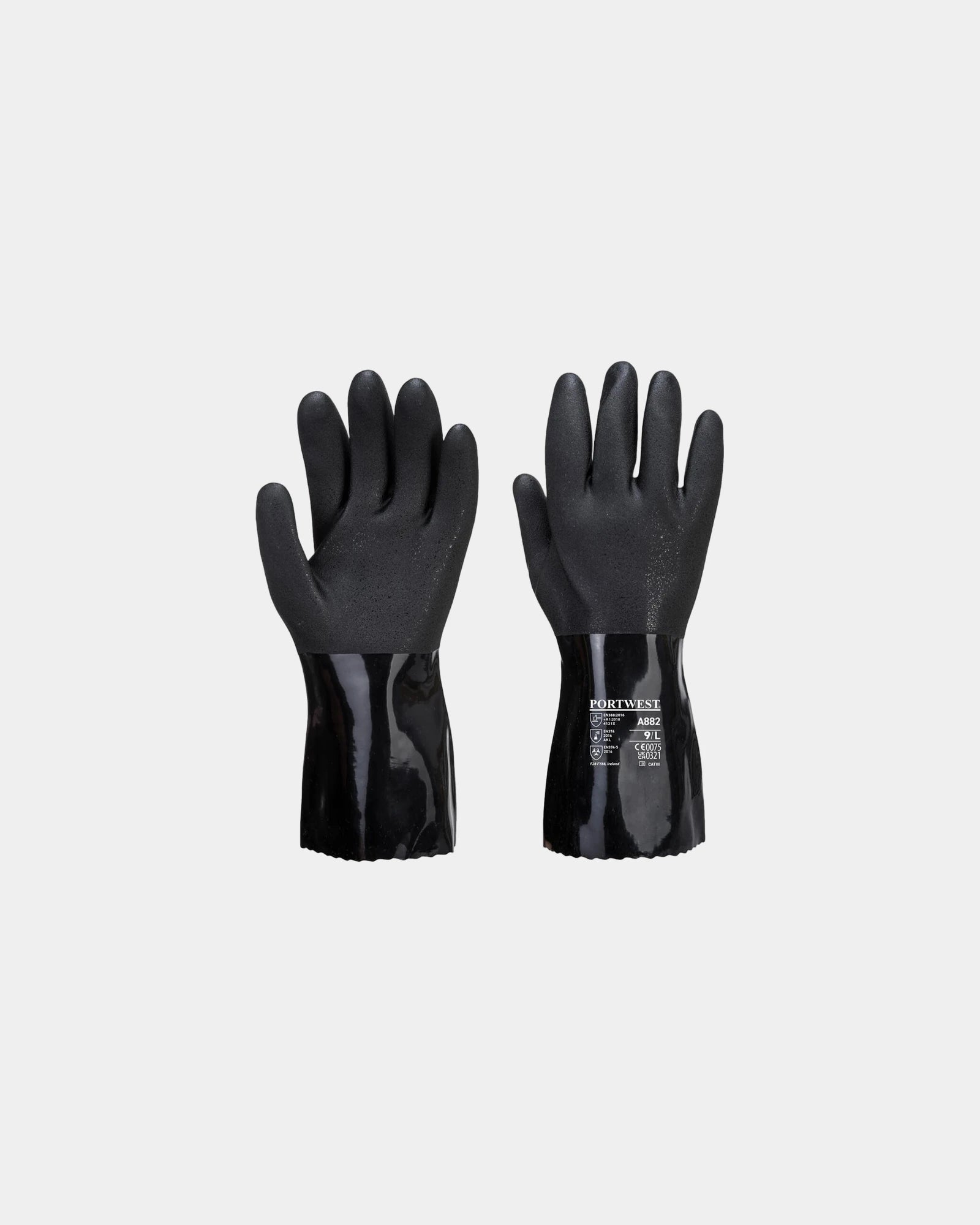 Chemiehandschoen PVC ESD antistatisch om te personaliseren - Zwart-Hemelsblauw