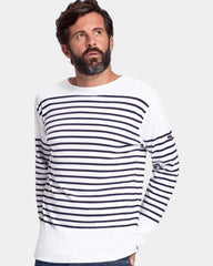 Streepjestrui lange mouwen bootkraag om te personaliseren