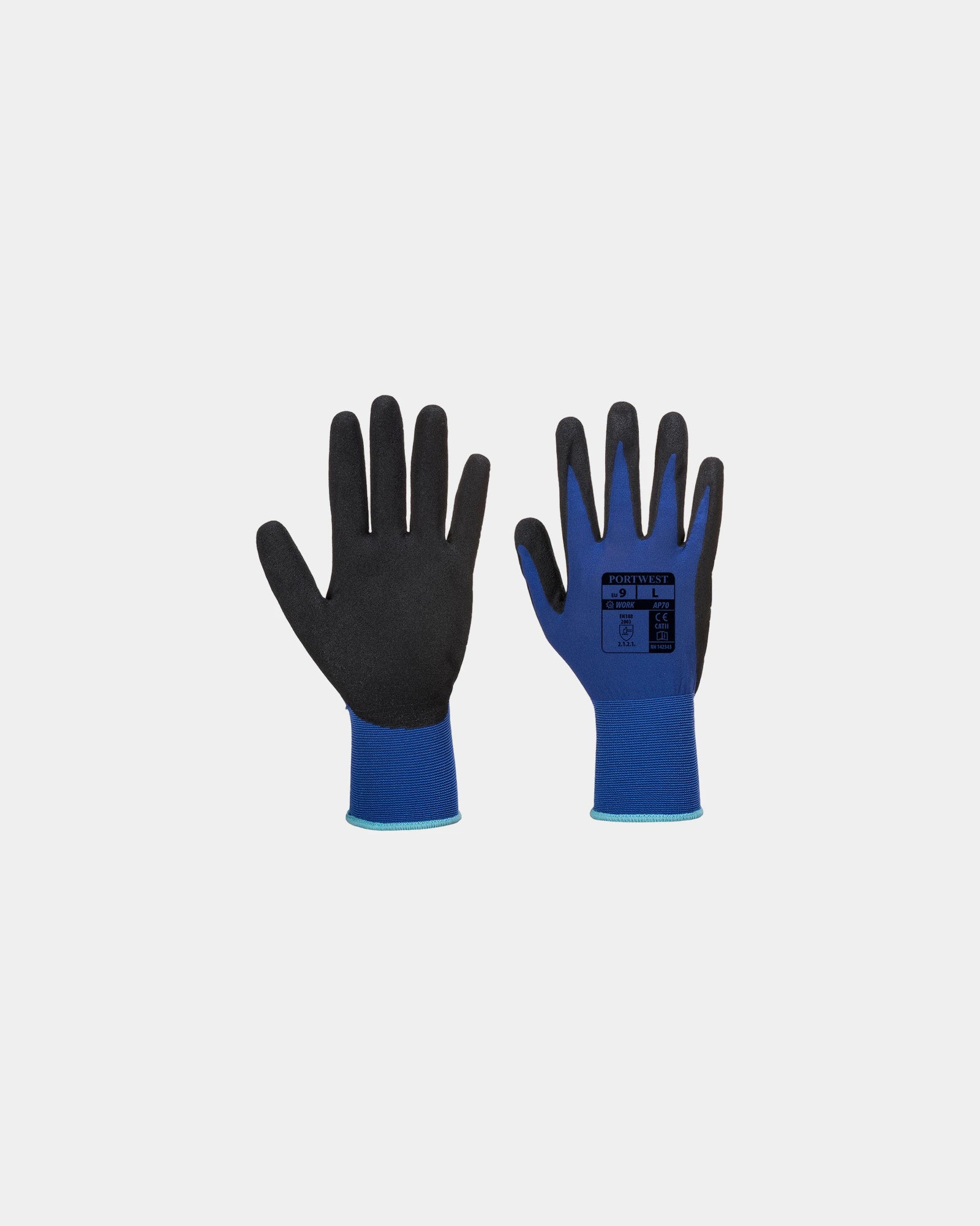 Werkhandschoen PU naadloos ademend om te personaliseren - Blauw-zwart
