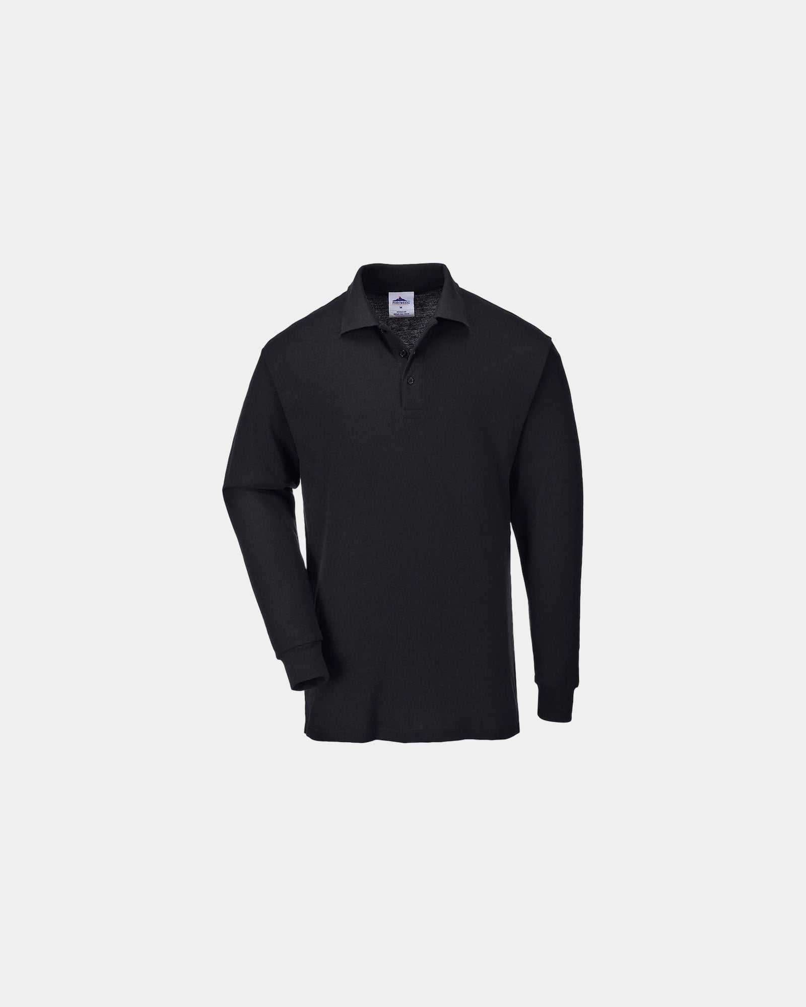 Polo lange mouwen polyester katoen om te personaliseren - Zwart-Hemelsblauw