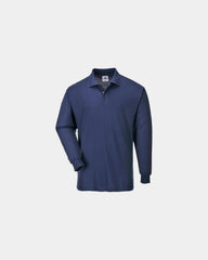 Polo lange mouwen polyester katoen om te personaliseren - Marineblauw