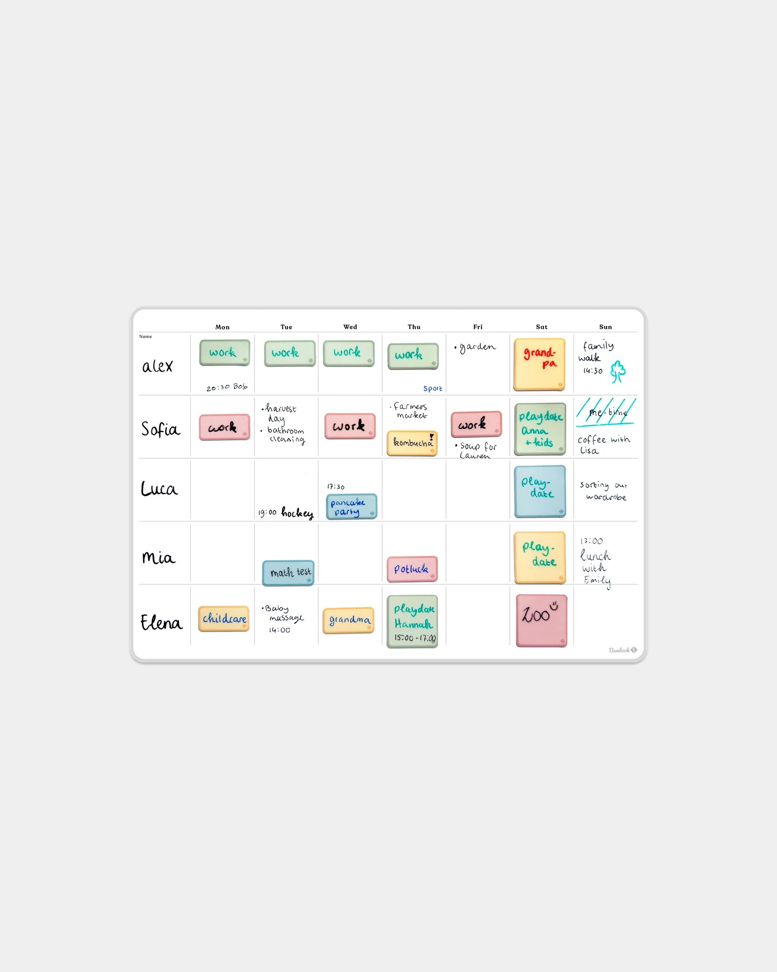 Weekplanner whiteboard herbruikbaar om te personaliseren - Wit