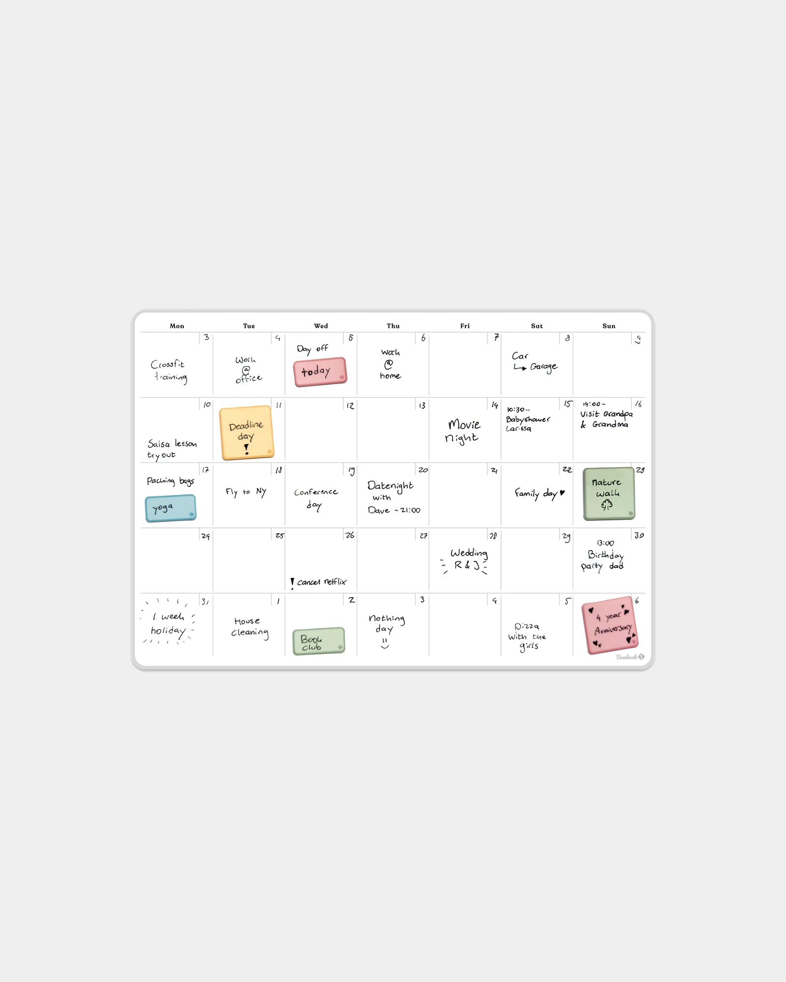 Maandkalender whiteboard Bambook om te personaliseren - Wit