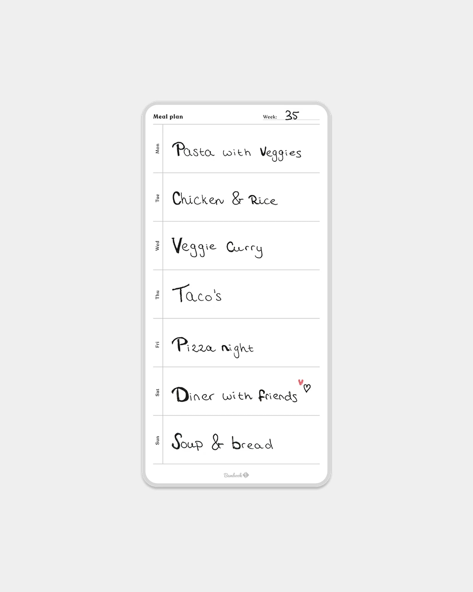 Weekplanner herbruikbaar whiteboard om te personaliseren - Wit