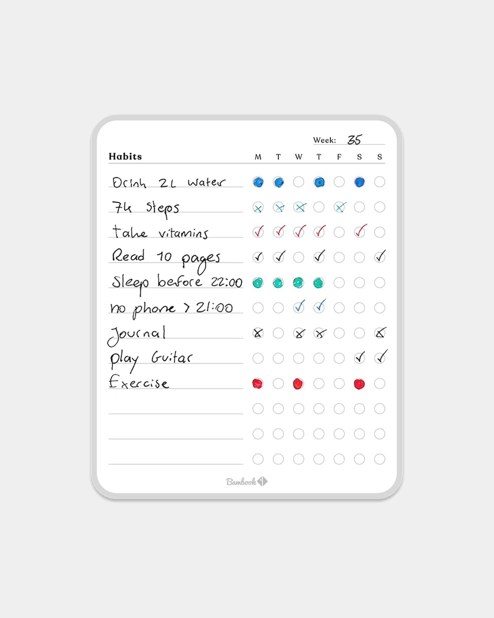Wekelijks whiteboard om te personaliseren - Wit