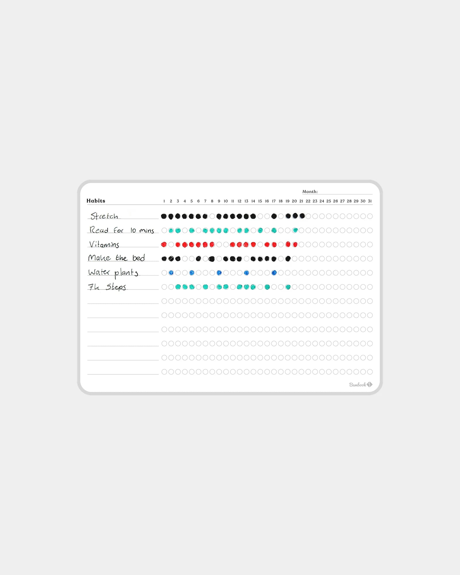 Habitracker herbruikbaar whiteboard om te personaliseren - Wit