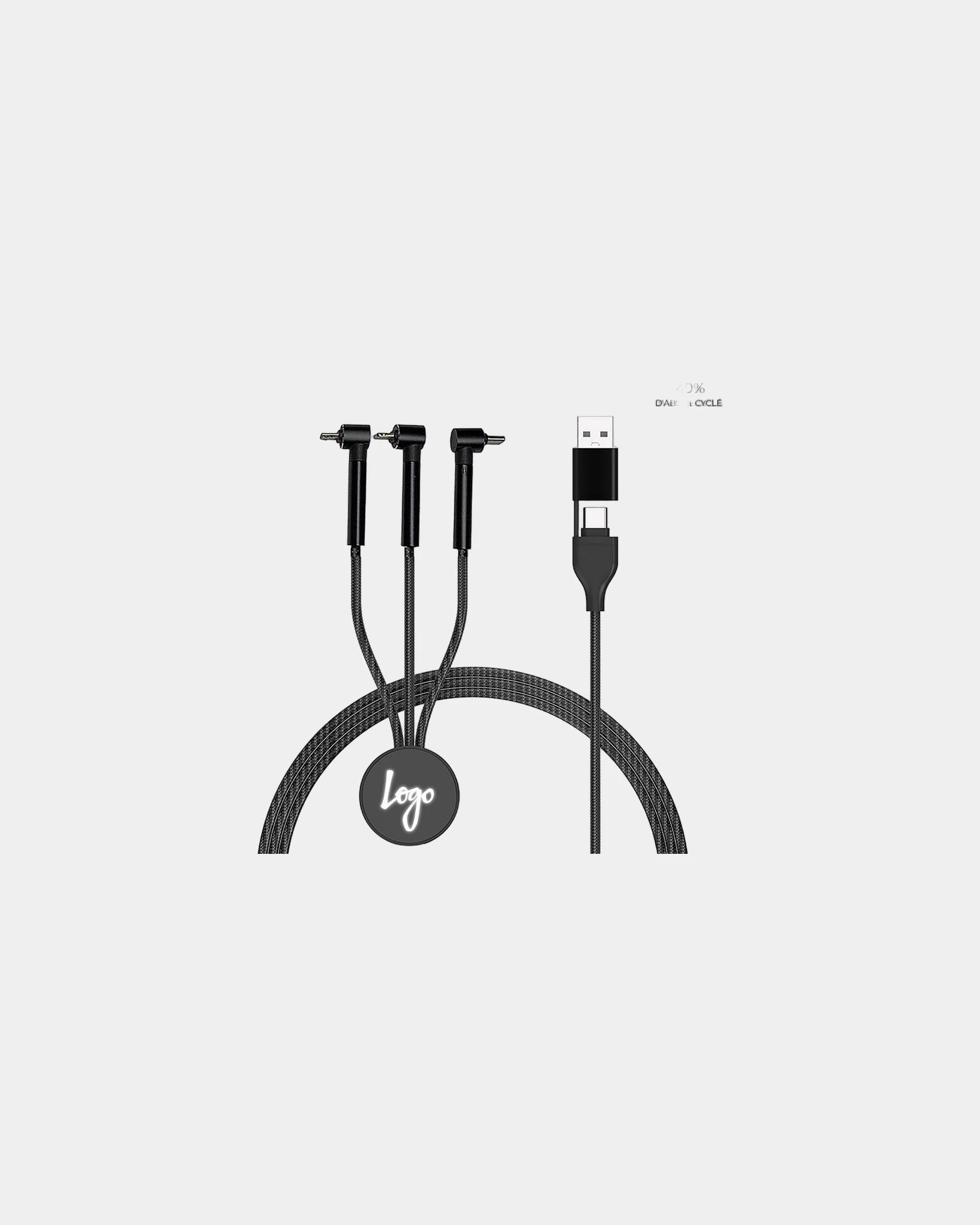 Multikabel gerecycled ABS 5-in-1 om te personaliseren - Zwart