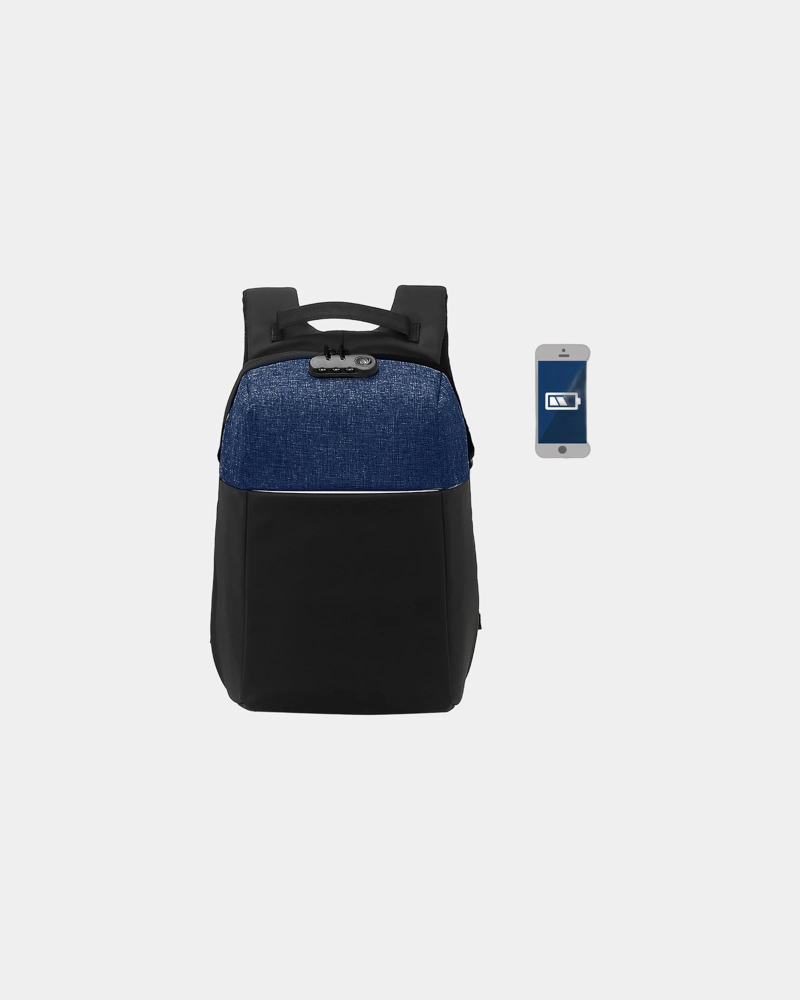 Rugzak RPET gerecycled Blaupunkt 15,6" om te personaliseren - Zwart-Marineblauw