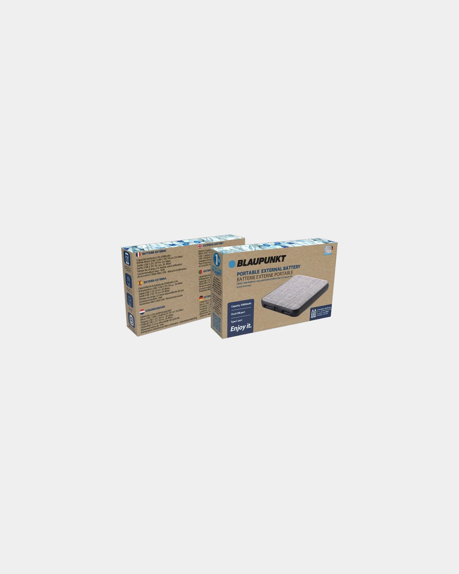Powerbank RPET gerecycled LED Blaupunkt om te personaliseren - 4