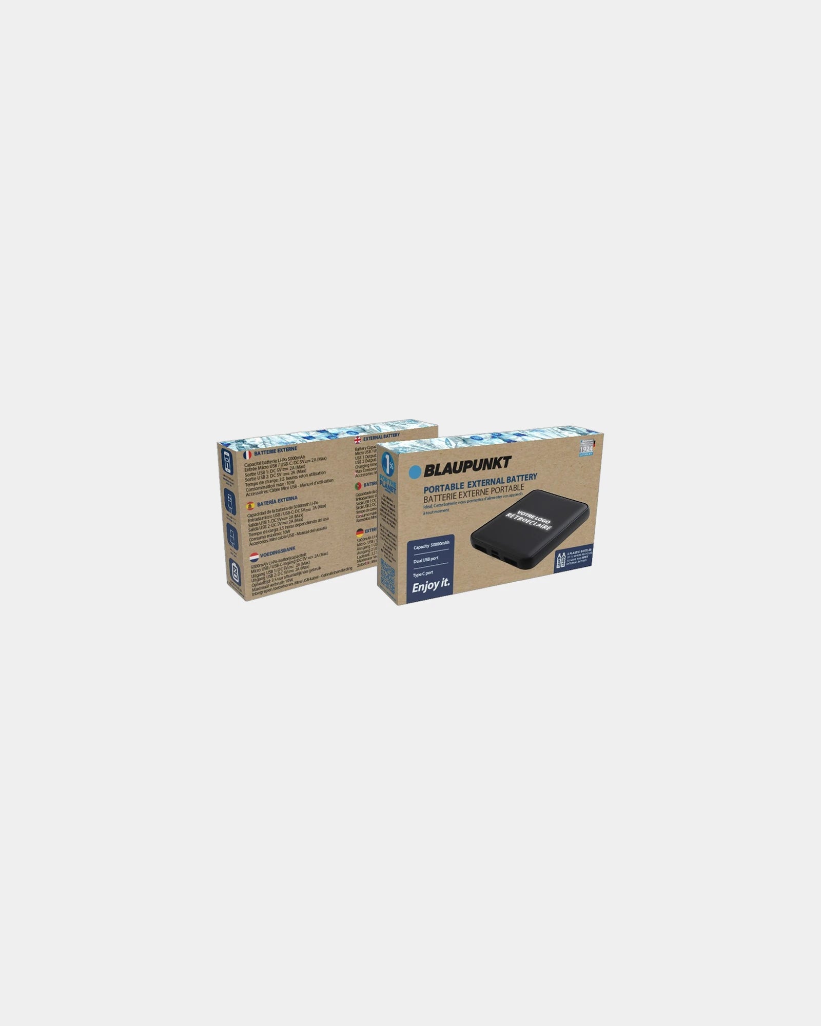 Powerbank RPET gerecycled LED Blaupunkt om te personaliseren - 4