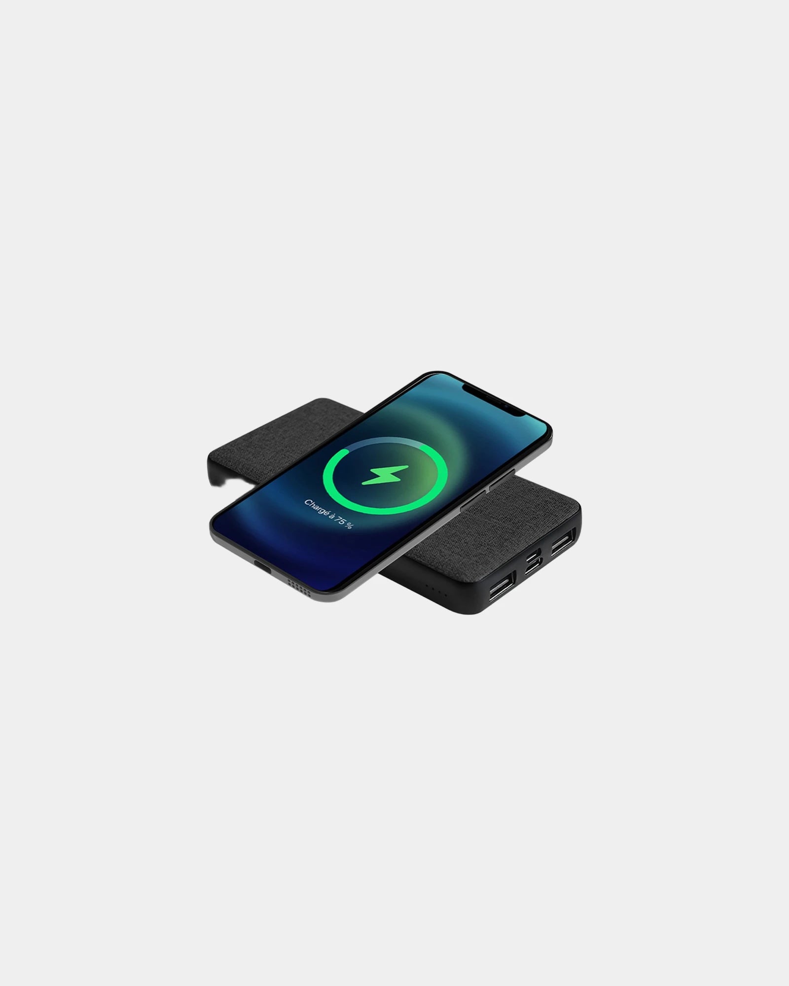 Powerbank RPET hennep 8.000mAh om te personaliseren - Zwart