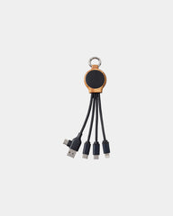 Sleutelhanger gerecyclede kabel 5-in-1 om te personaliseren - Zwart