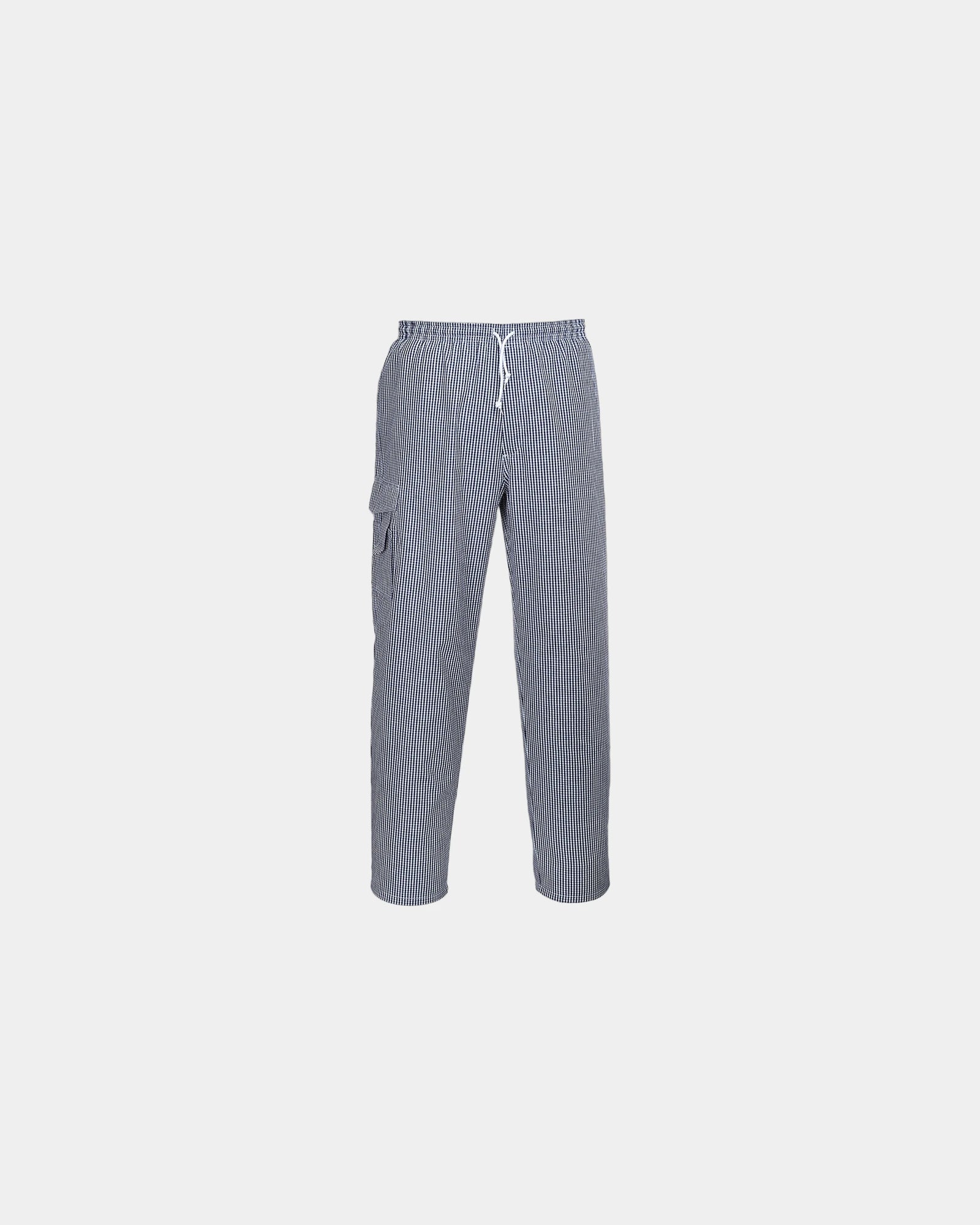 Kookbroek katoen 190 g/m² om te personaliseren - Schaakbord Blauw-Wit