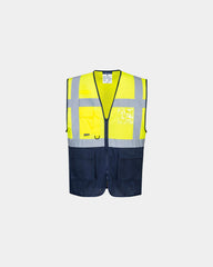Hi-Vis executive bodywarmer om te personaliseren - Geel-Marineblauw