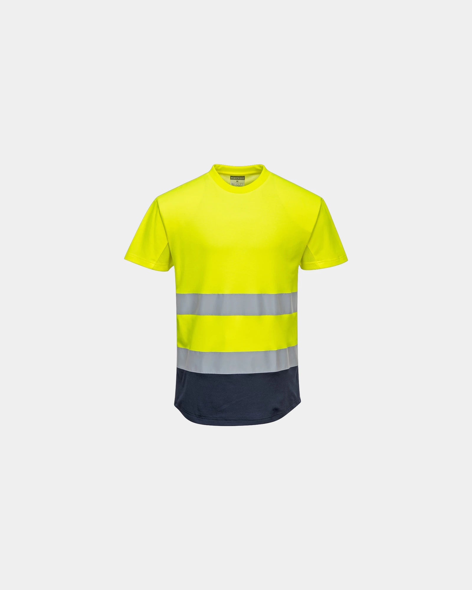 T-shirt mesh tweekleurig om te personaliseren - Geel-Marineblauw