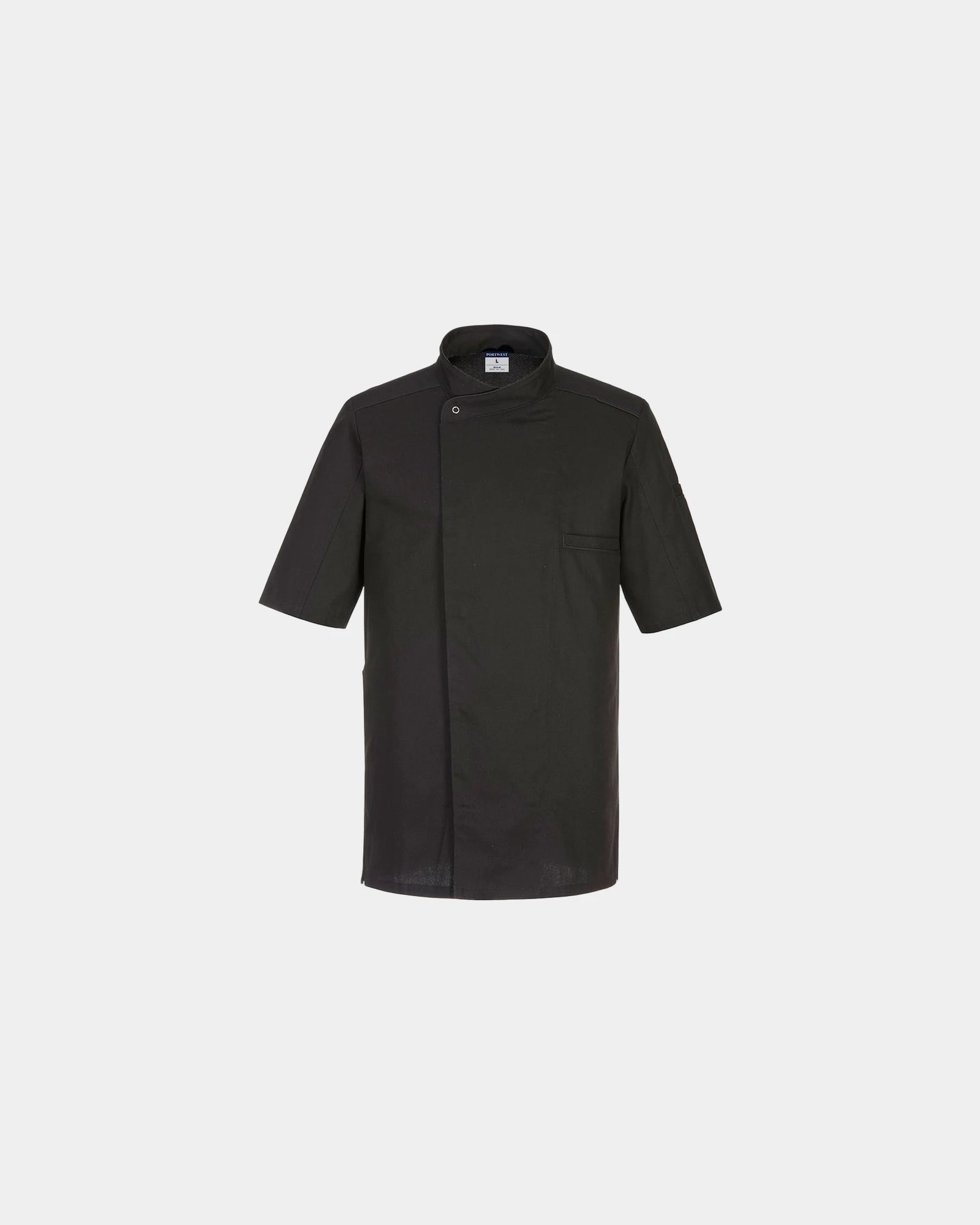 Chef-jas polyester fleece korte mouw om te personaliseren - Zwart-Hemelsblauw